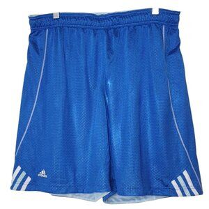 Adidas Women's Basketball Shorts L Blue Mesh 8" Elastic Waist Athletic Y2K Long